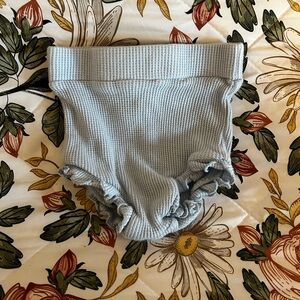 Kids Ruffled Ribbed Shorts in Light Blue